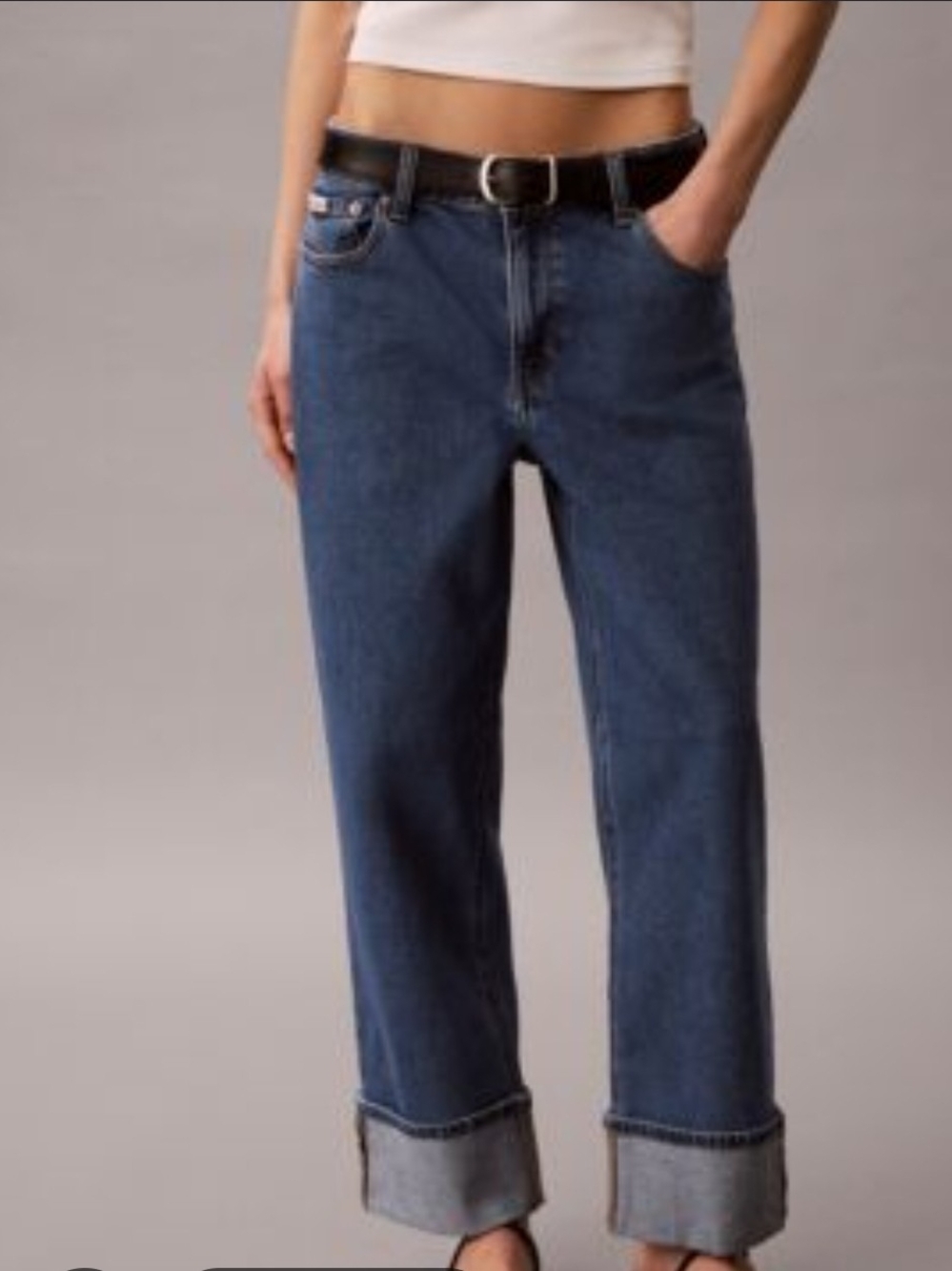 Calvin Klein Dark Blue High-Rise Straight Jeans New Size 26